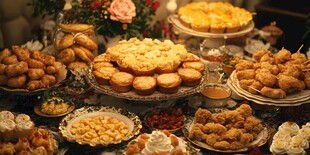 丰盛多样的美味糕点盛宴