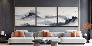 中式客厅山水挂画装饰风