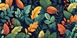 多彩秋叶无缝背景图案