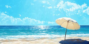 夏日海滩 遮阳伞下的宁静