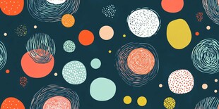 多彩手绘风圆形图案背景