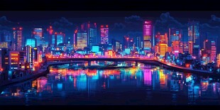 梦幻霓虹都市夜景