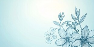 淡蓝色背景花卉手绘图案