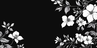 黑白花卉边框图案设计