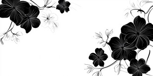 黑白花卉装饰边框素材