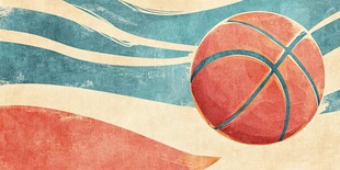 复古风篮球插画背景图