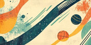 动感抽象球类艺术插画