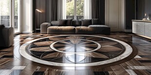 现代奢华客厅的精美拼花地板