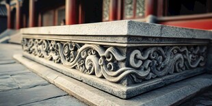 中式石雕底座 古典纹饰精美