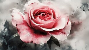 水墨风粉红玫瑰特写