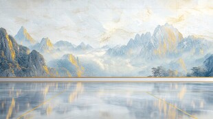 水墨山水间的静谧湖景