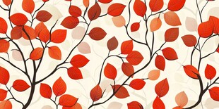 秋日红叶树枝图案背景