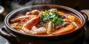 鲜香海鲜砂锅米线诱人