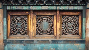 中式古建精美雕花窗