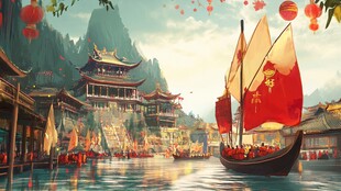 古风水乡节日盛景