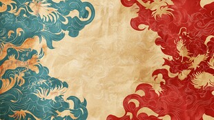 古典中式龙凤海浪纹理背景