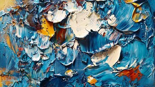 蓝色抽象厚涂油画纹理