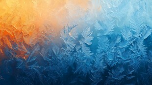 冬日窗上梦幻冰花景致