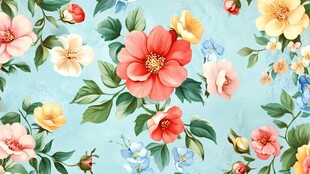 清新花卉图案背景图