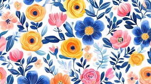 花卉水彩图案 色彩缤纷