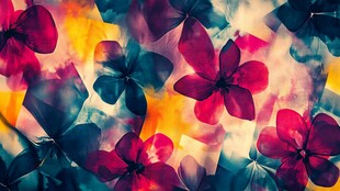 梦幻多彩花卉抽象图案