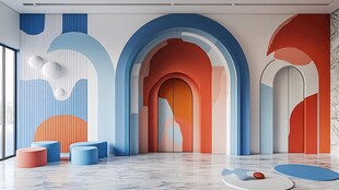 多彩几何风室内空间设计