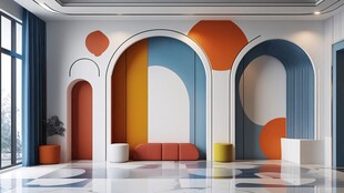 现代多彩几何风室内空间