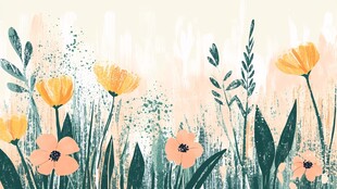 手绘清新花卉植物背景图