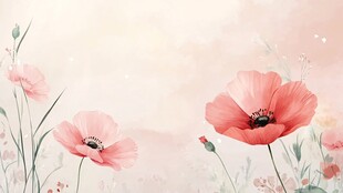 梦幻粉色虞美人花卉背景