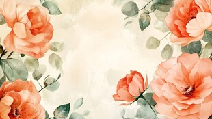 水彩风格橙色花卉背景图