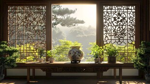 中式窗前景致 静谧雅致