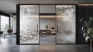 现代中式风格艺术玻璃隔断