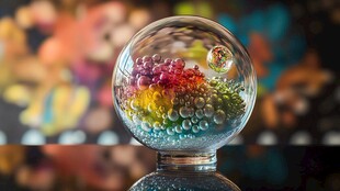 梦幻彩色球玻璃球摆件