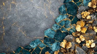 蓝绿晶石与金箔装饰纹理