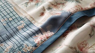 中式花卉图案精美丝绸面料