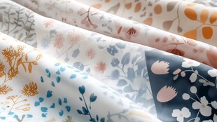 多彩花卉图案布料展示