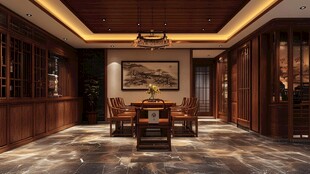 中式典雅茶室室内设计图