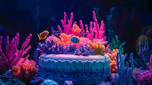 梦幻海底蛋糕与灵动小鱼