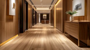 木质典雅风的酒店走廊