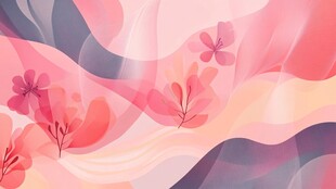 梦幻粉色花卉波浪背景