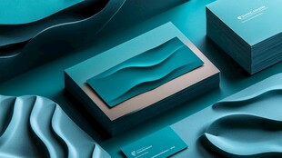 青绿色系品牌物料展示