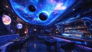 梦幻星空主题酒吧场景