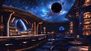 梦幻星空主题酒吧室内景