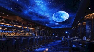 梦幻星空主题酒吧室内场景