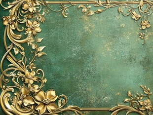 金色花卉边框复古背景图