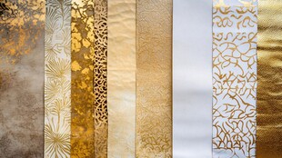 多样金色花纹装饰纸张展示