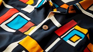 几何图案彩色纽扣衬衫