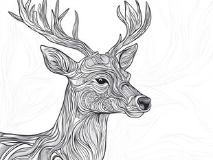 线条勾勒的优雅鹿头形象