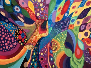 绚丽多彩的抽象孔雀图案