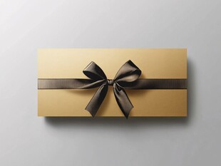 金色礼盒配黑色蝴蝶结